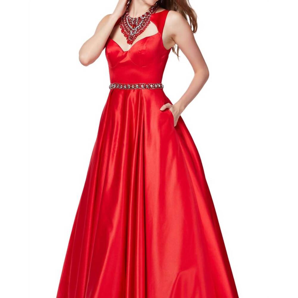 NEW ANGELA & ALISON beaded prom dress in hot red